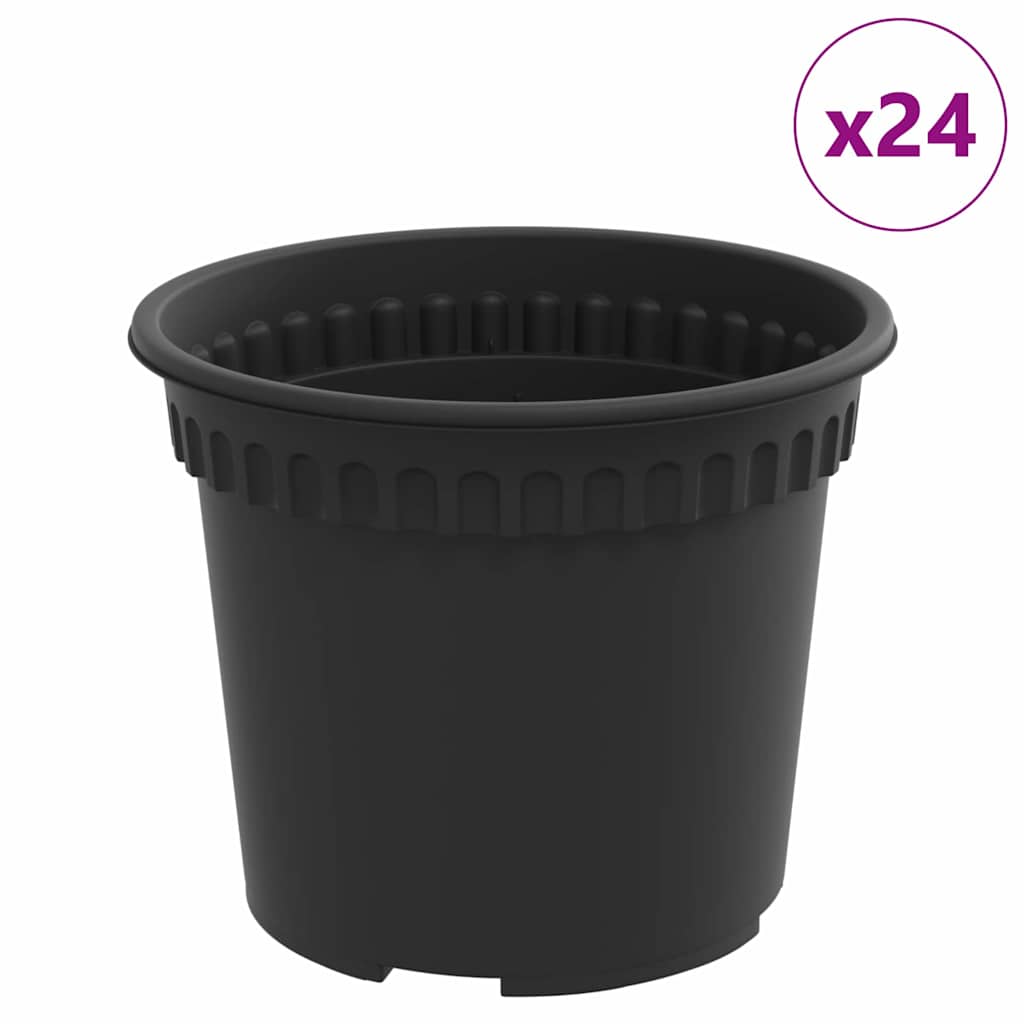 Rund Blomsterpotte 24 pcs Svart Ø 12,5 x 10 cm Plast