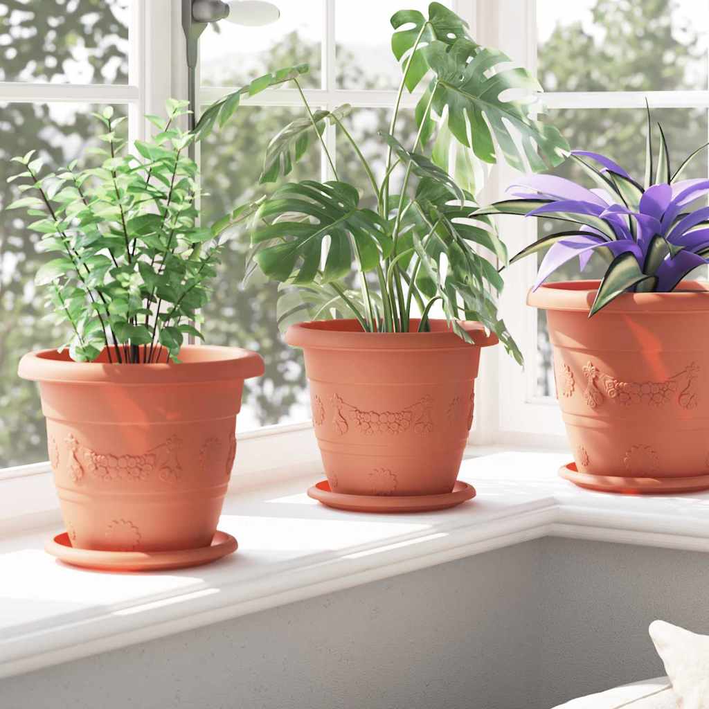 Rund Blomsterpotte 6 pcs Klinker Rød Ø 22 x 18 cm Plast