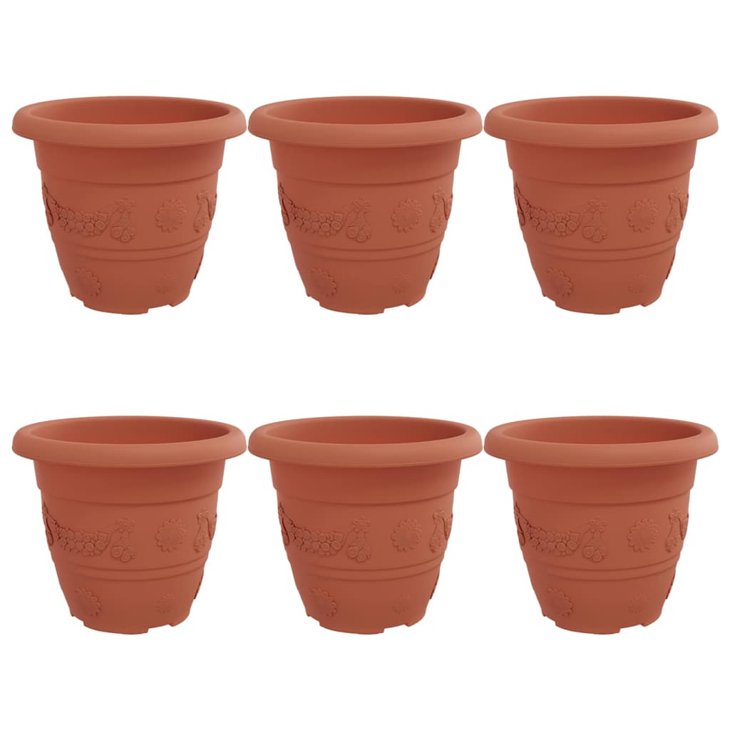 Rund Blomsterpotte 6 pcs Klinker Rød Ø 22 x 18 cm Plast
