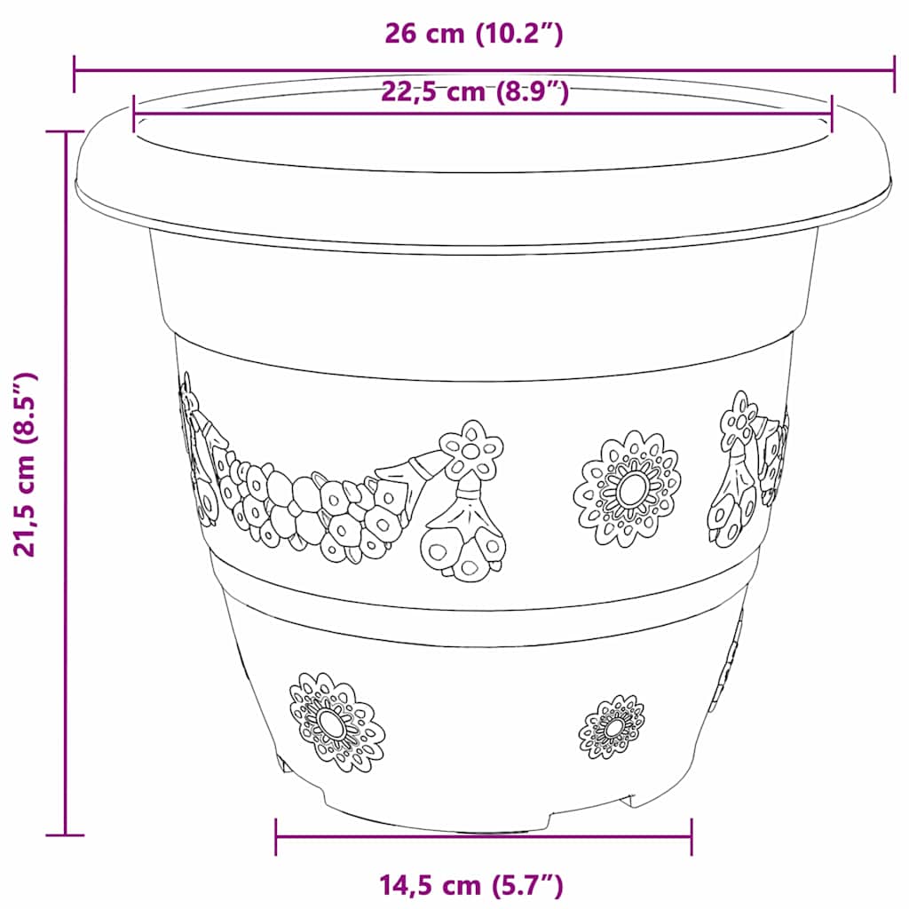 Rund Blomsterpotte 6 pcs Klinker Rød Ø 26 x 21.5 cm Plast