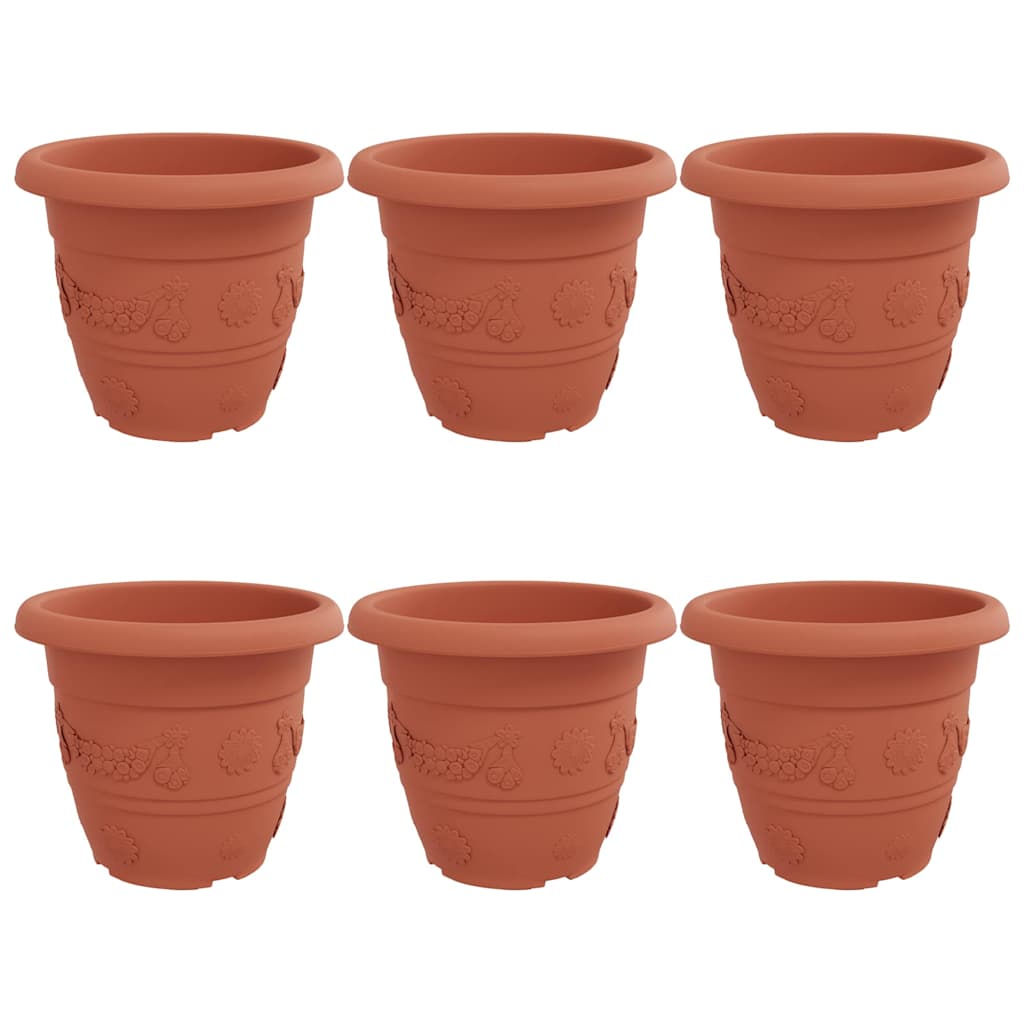 Rund Blomsterpotte 6 pcs Klinker Rød Ø 26 x 21.5 cm Plast vidaXL