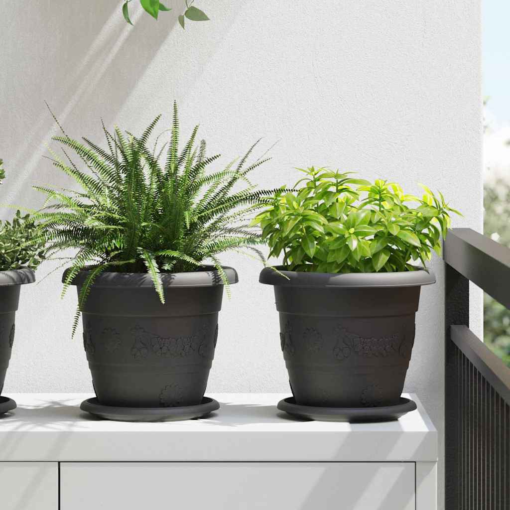 Rund Blomsterpotte 6 pcs Svart Ø 22 x 18 cm Plast
