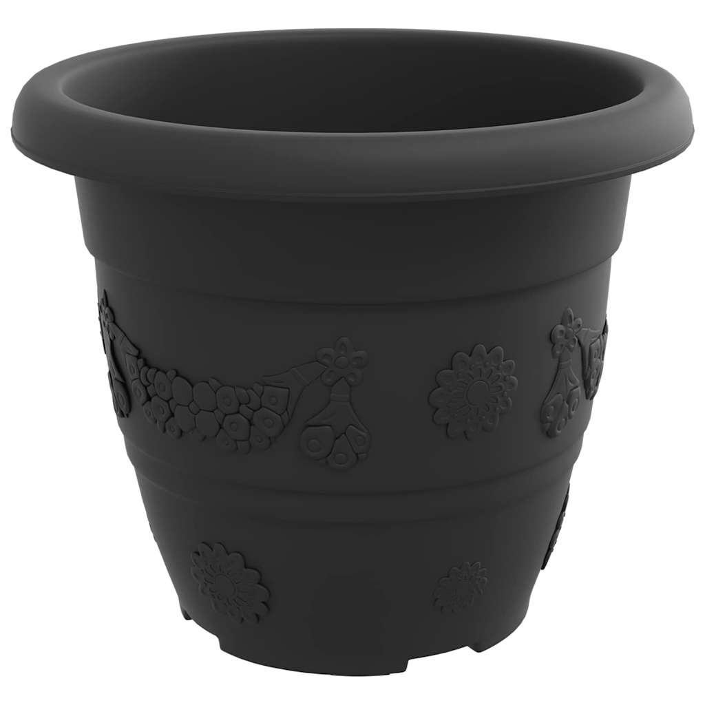 Rund Blomsterpotte 6 pcs Svart Ø 22 x 18 cm Plast