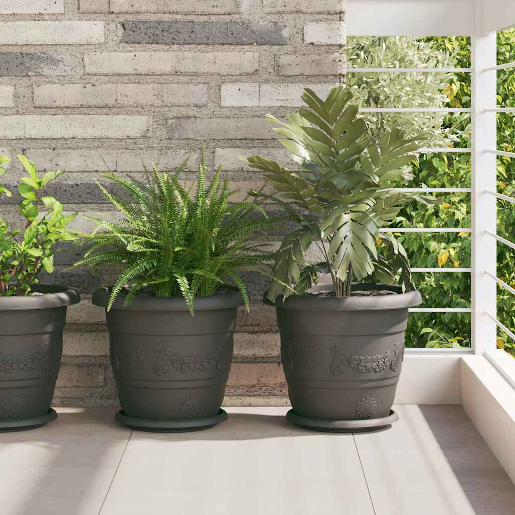 Rund Blomsterpotte 6 pcs Svart Ø 30 x 25 cm Plast