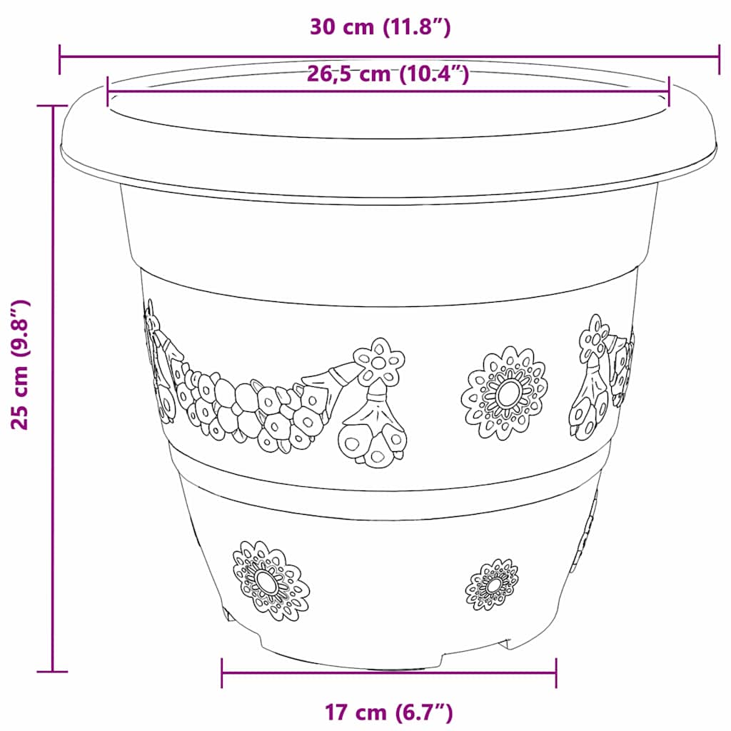 Rund Blomsterpotte 6 pcs Svart Ø 30 x 25 cm Plast