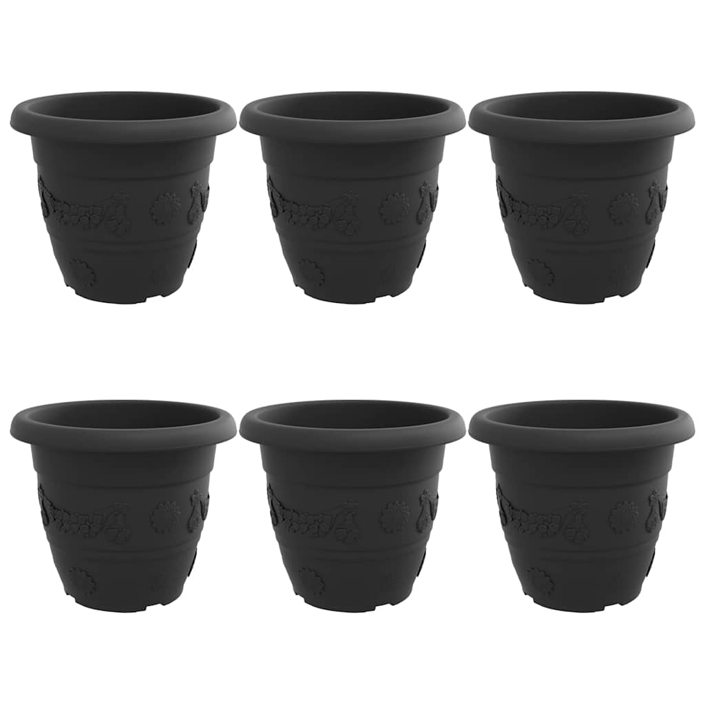 Rund Blomsterpotte 6 pcs Svart Ø 26 x 21.5 cm Plast vidaXL