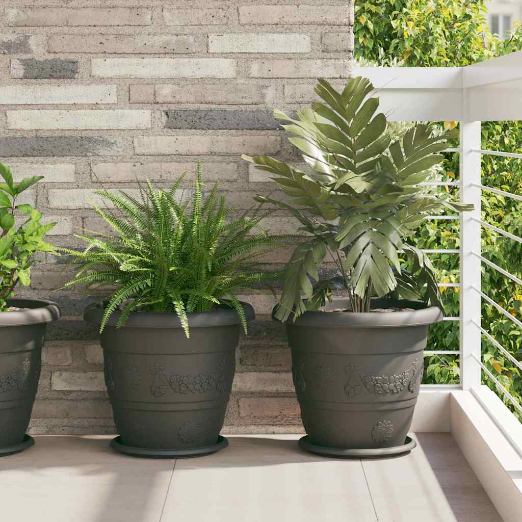 Rund Blomsterpotte 6 pcs Svart Ø 26 x 21.5 cm Plast vidaXL