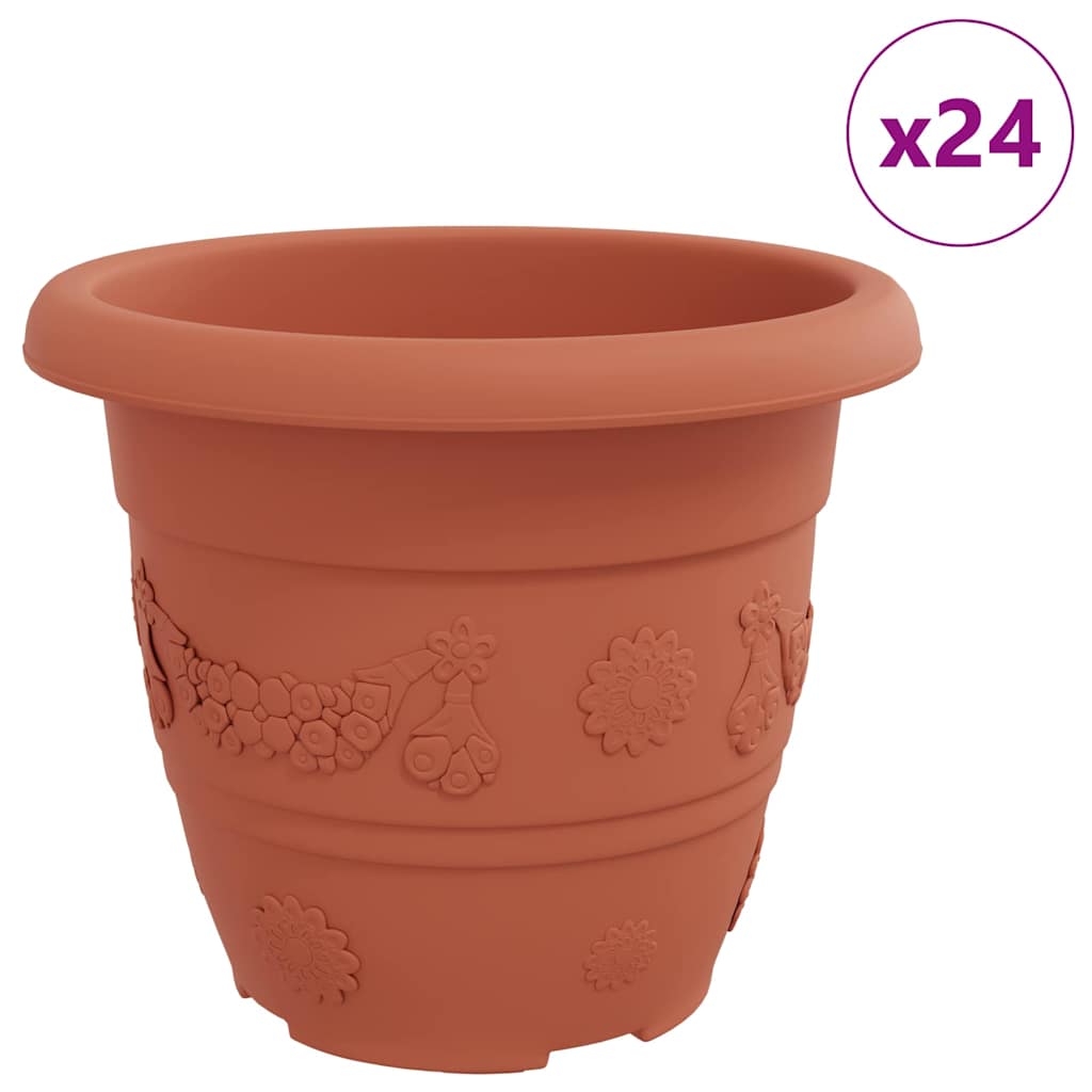 Rund Blomsterpotte 24 pcs Klinker Rød Ø 30 x 25 cm Plast