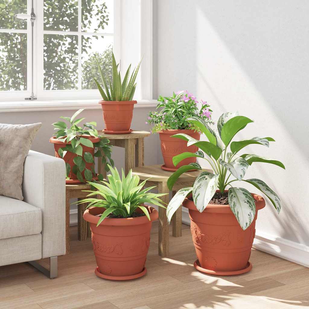 Rund Blomsterpotte 24 pcs Klinker Rød Ø 34 x 28 cm Plast
