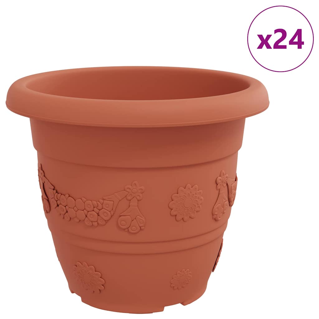 Rund Blomsterpotte 24 pcs Klinker Rød Ø 34 x 28 cm Plast
