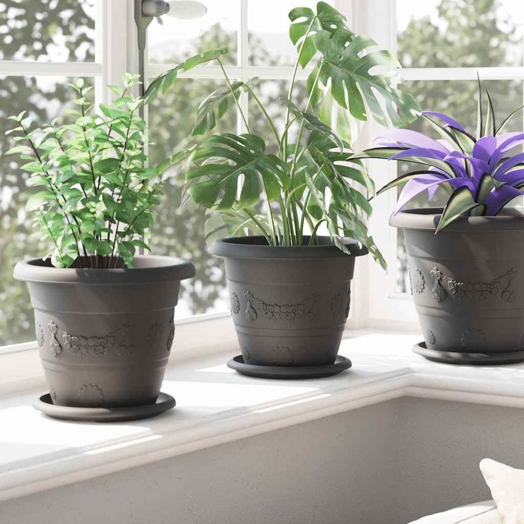 Rund Blomsterpotte 24 pcs Svart Ø 22 x 18 cm Plast