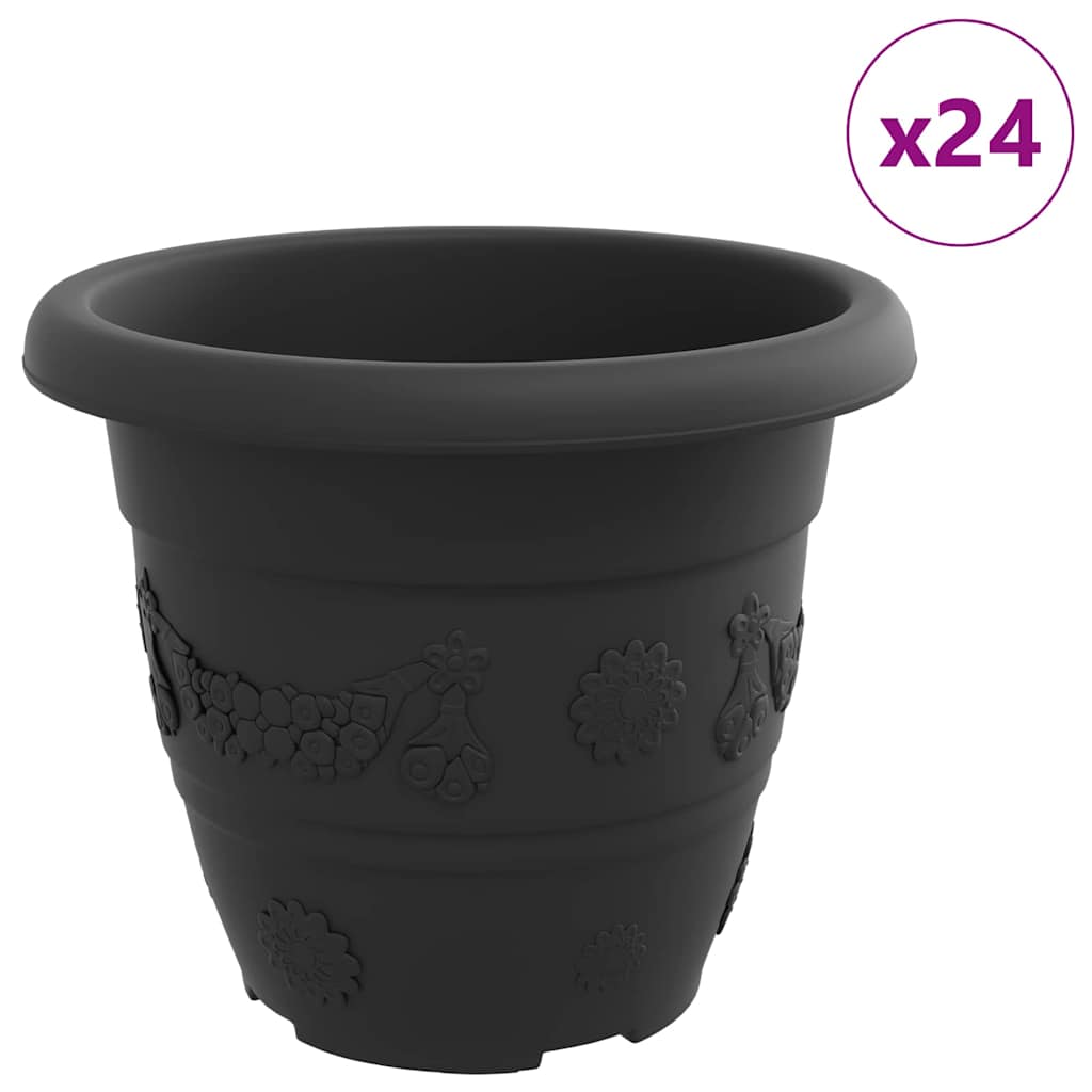 Rund Blomsterpotte 24 pcs Svart Ø 22 x 18 cm Plast