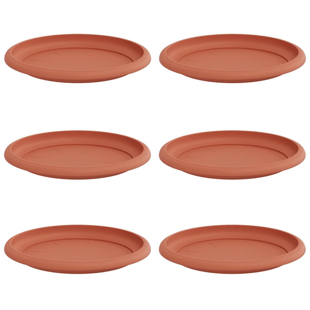 Rundt Blomsterbrett 6 pcs Klinker Rød Ø 17,5 x 2 cm Plast