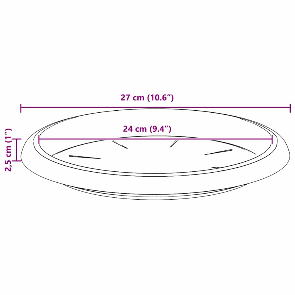 Rundt Blomsterbrett 6 pcs Klinker Rød Ø 27 x 2,5 cm Plast