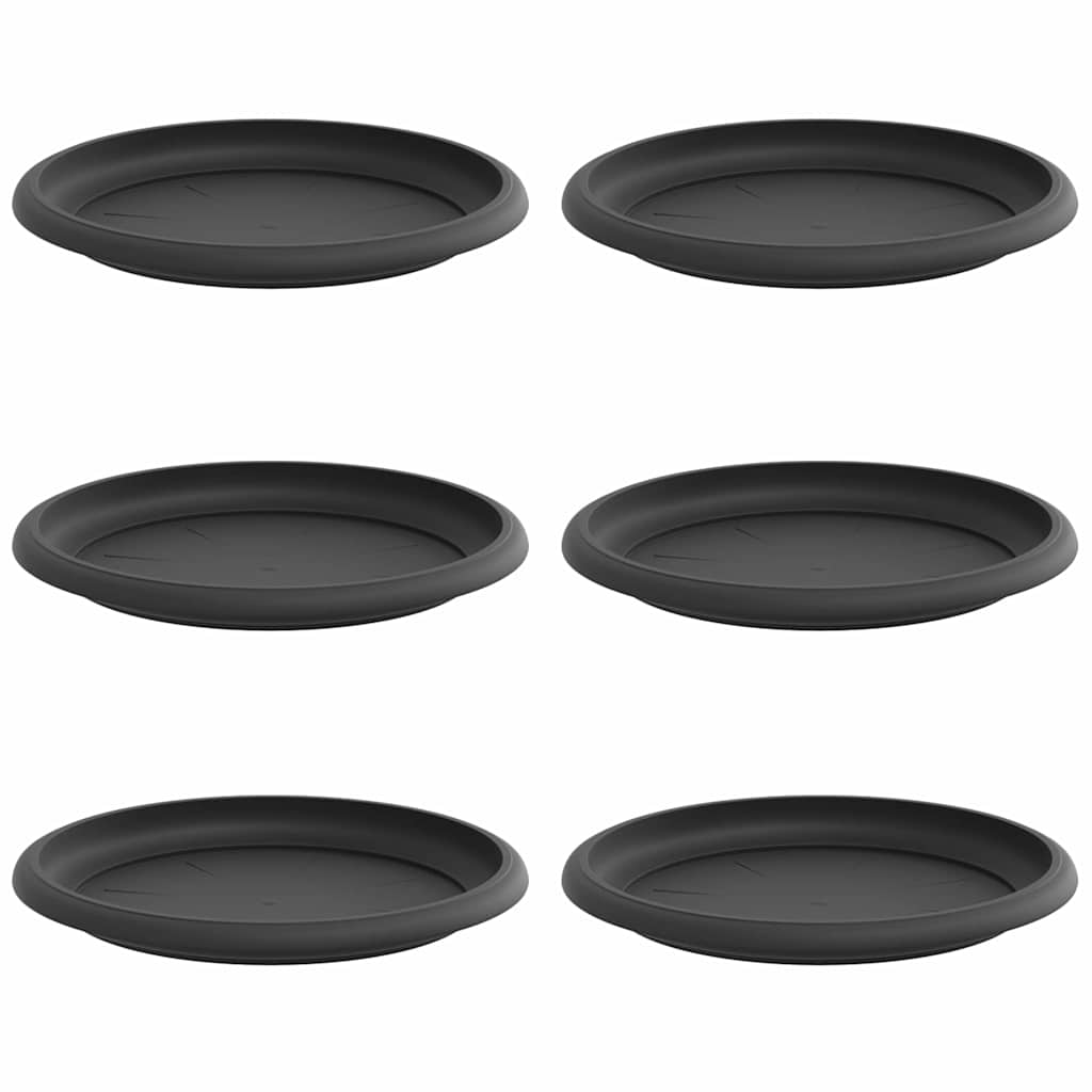Rundt Blomsterbrett 6 pcs Svart Ø 19 x 2 cm Plast