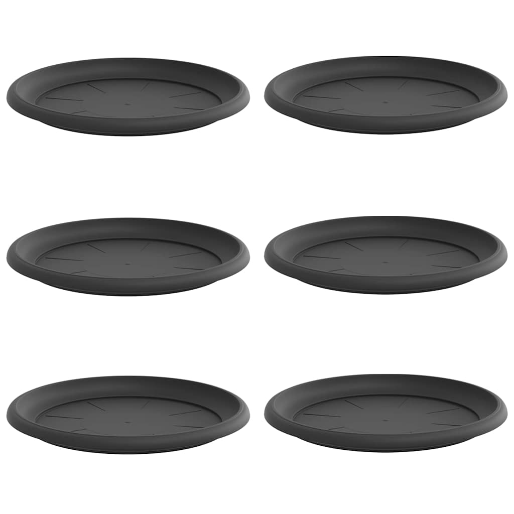 Rundt Blomsterbrett 6 pcs Svart Ø 14 x 2 cm Plast