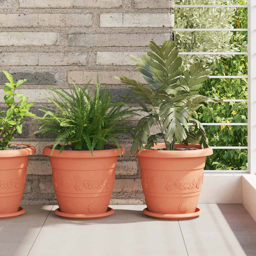 Rundt Blomsterbrett 24 pcs Klinker Rød Ø 14 x 2 cm Plast