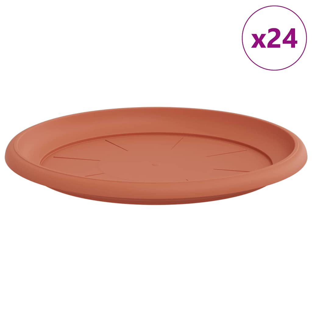 Rundt Blomsterbrett 24 pcs Klinker Rød Ø 27 x 2,5 cm Plast