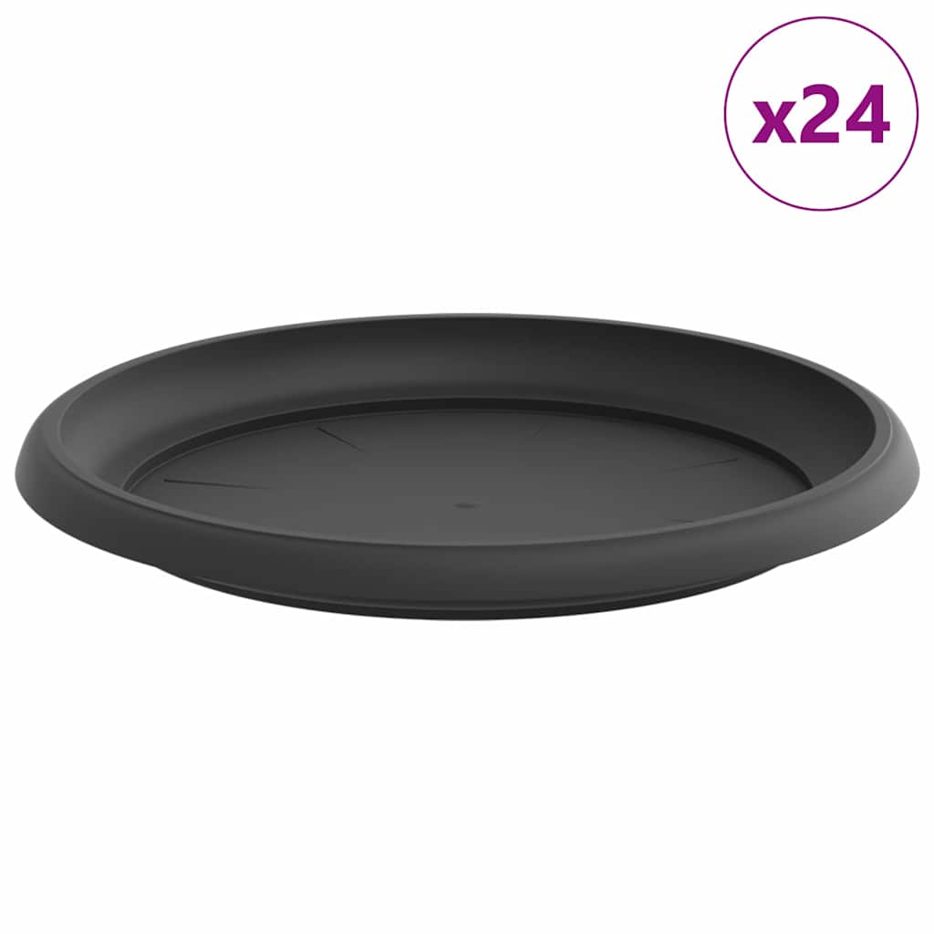 Rundt Blomsterbrett 24 pcs Svart Ø 23,5 x 2,5 cm Plast