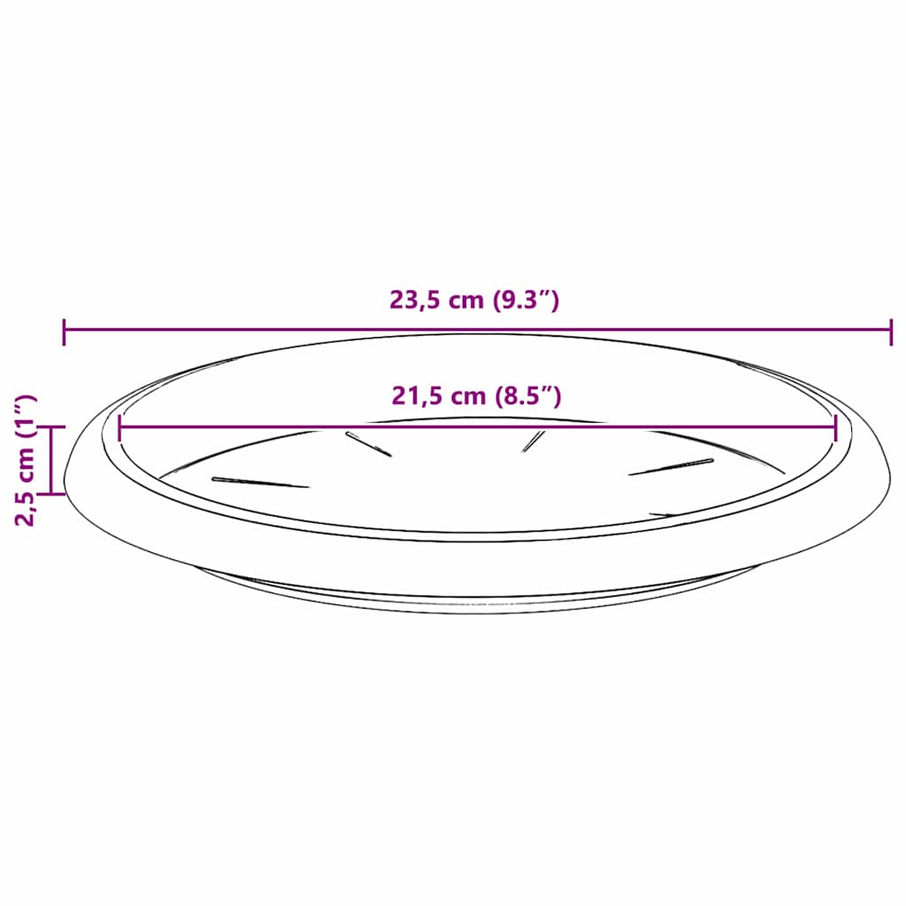Rundt Blomsterbrett 24 pcs Svart Ø 23,5 x 2,5 cm Plast