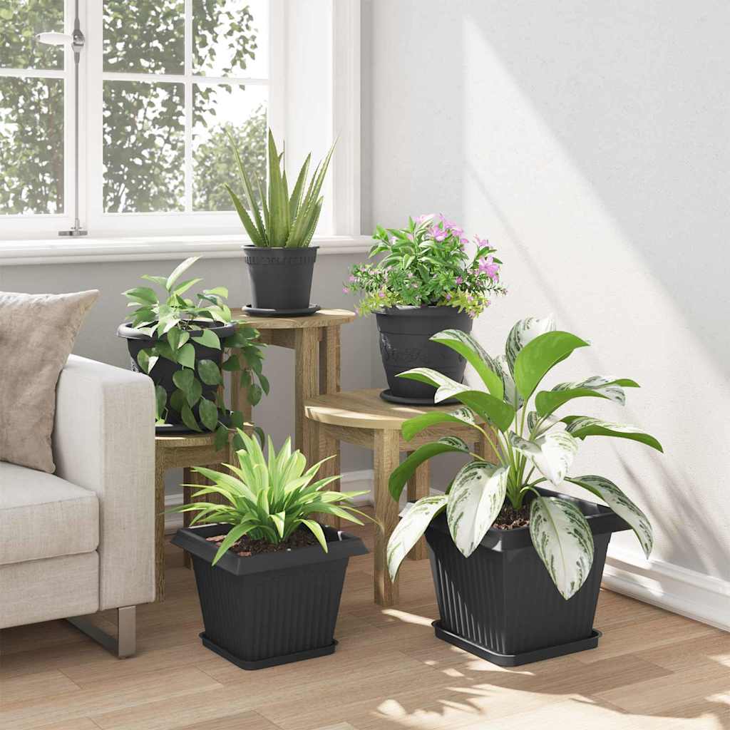 Firkantet Blomsterpotte 6 pcs Svart 28,5 x 28,5 x 22 cm Plast
