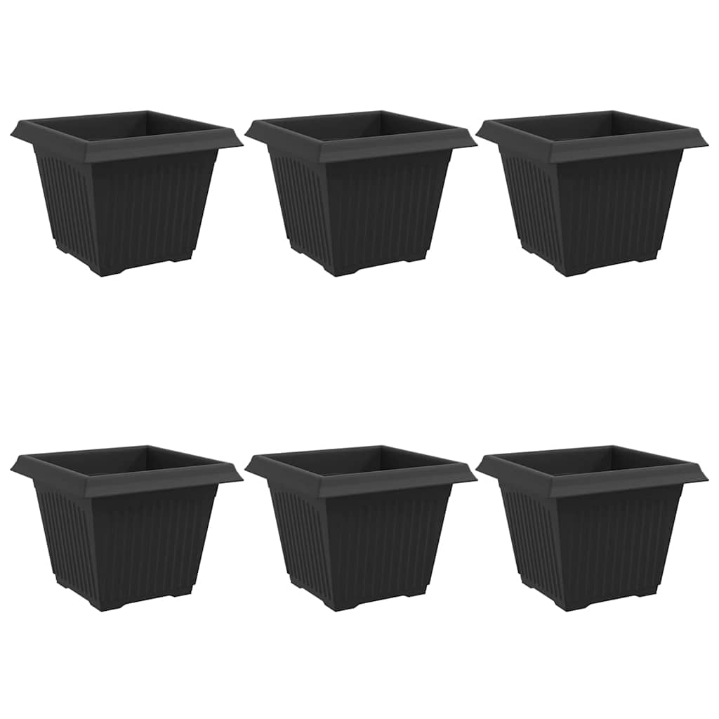 Firkantet Blomsterpotte 6 pcs Svart 28,5 x 28,5 x 22 cm Plast