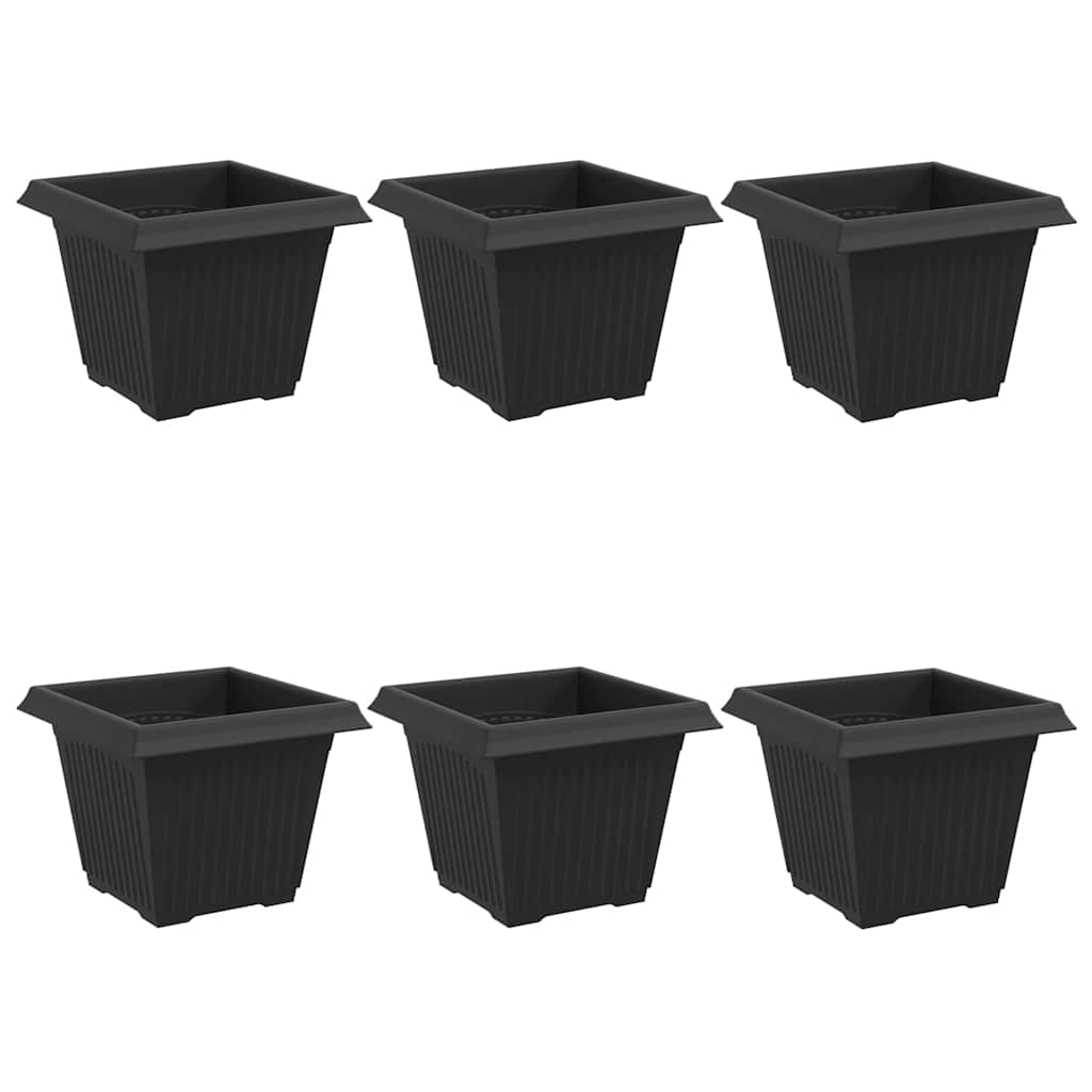 Firkantet Blomsterpotte 6 pcs Svart 33 x 33 x 26 cm Plast