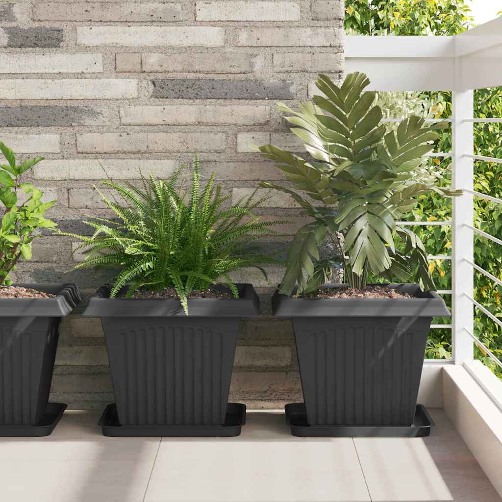 Firkantet Blomsterpotte 6 pcs Svart 38 x 38 x 30 cm Plast