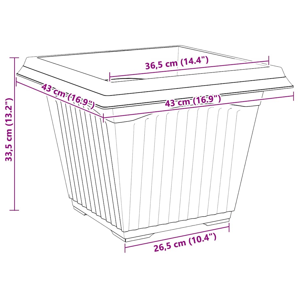Firkantet Blomsterpotte 24 pcs Klinker Rød 43 x 43 x 33,5 cm