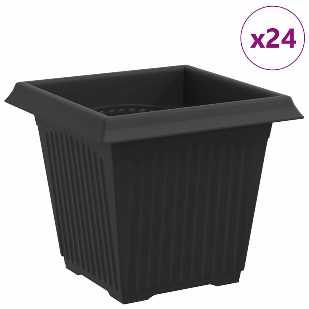 Firkantet Blomsterpotte 24 pcs Svart 16 x 16 x 14 cm Plast