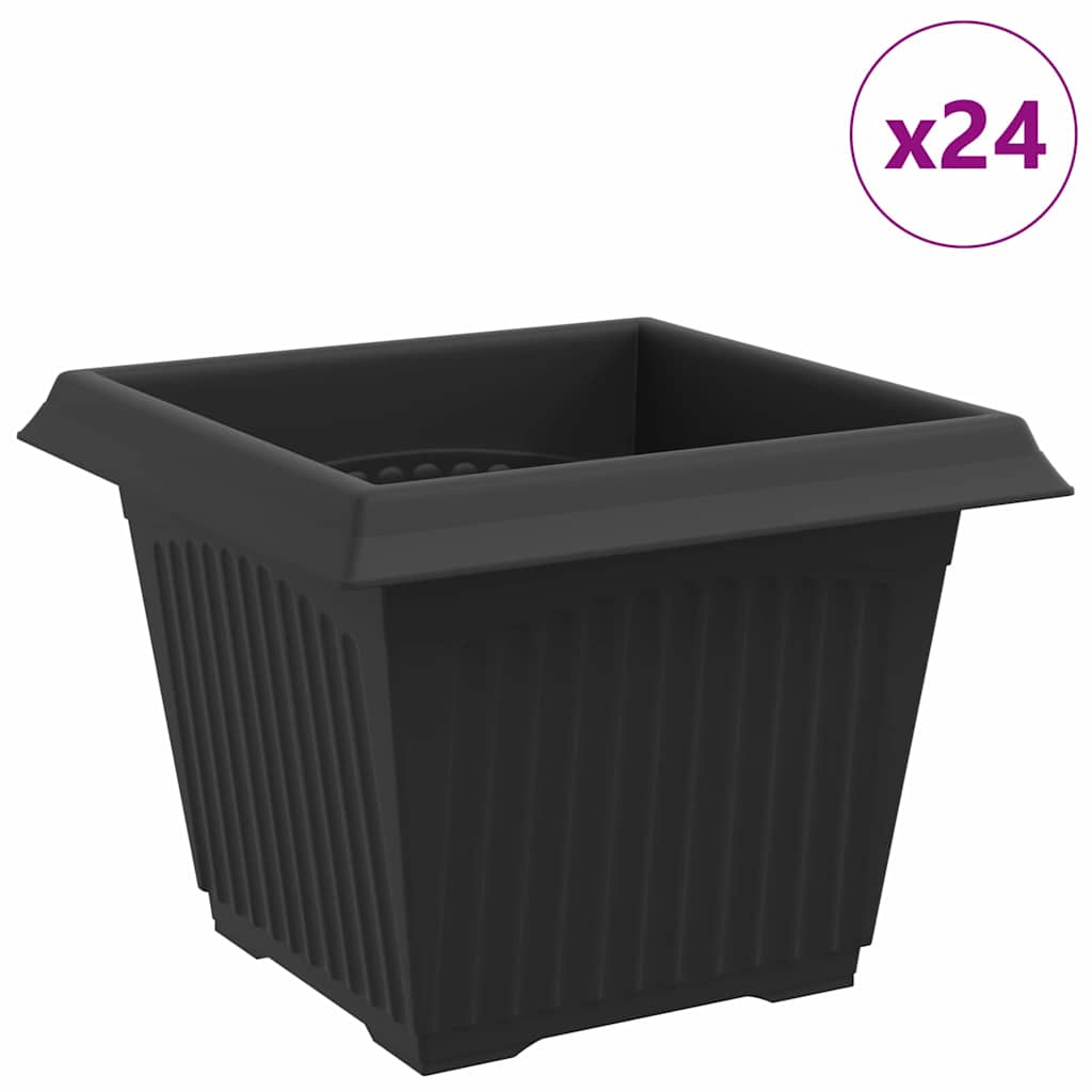 Firkantet Blomsterpotte 24 pcs Svart 23 x 23 x 17,5 cm Plast