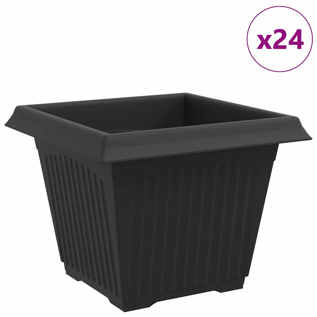 Firkantet Blomsterpotte 24 pcs Svart 28,5 x 28,5 x 22 cm Plast