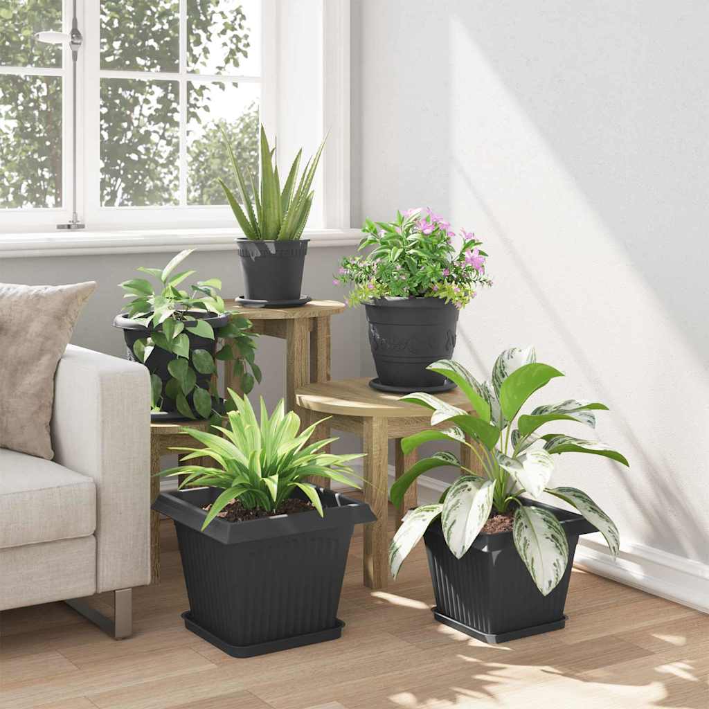 Firkantet Blomsterpotte 24 stk. Svart 33 x 33 x 26 cm Plast