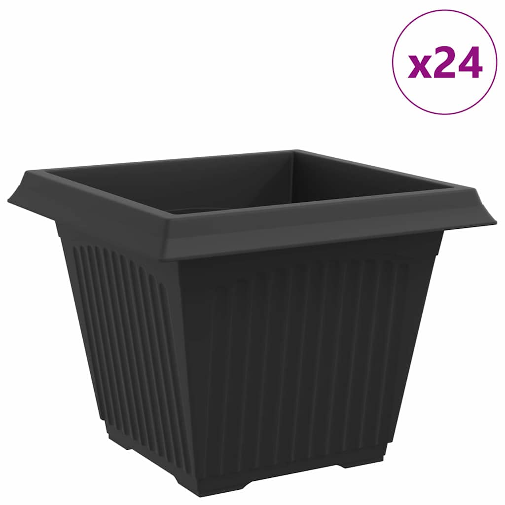 Firkantet Blomsterpotte 24 pcs Svart 43 x 43 x 33,5 cm Plast