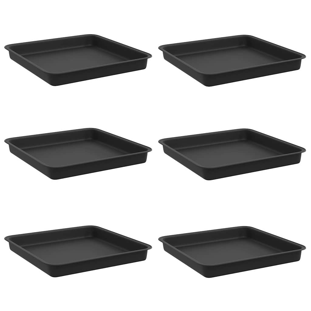 Firkantet Blomsterbrett 6 pcs Svart 18 x 18 x 2 cm Plast