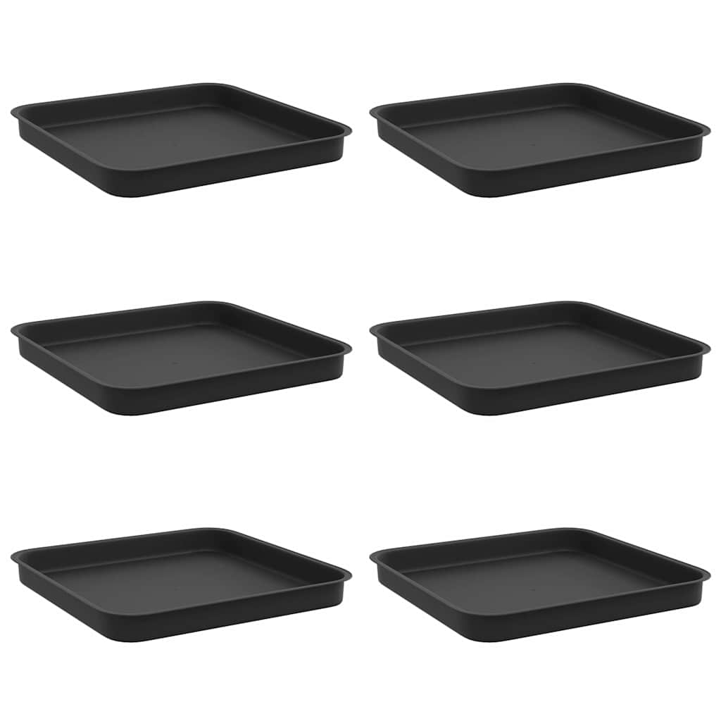 Firkantet Blomsterbrett 6 pcs Svart 25,5 x 25,5 x 2,5 cm Plast