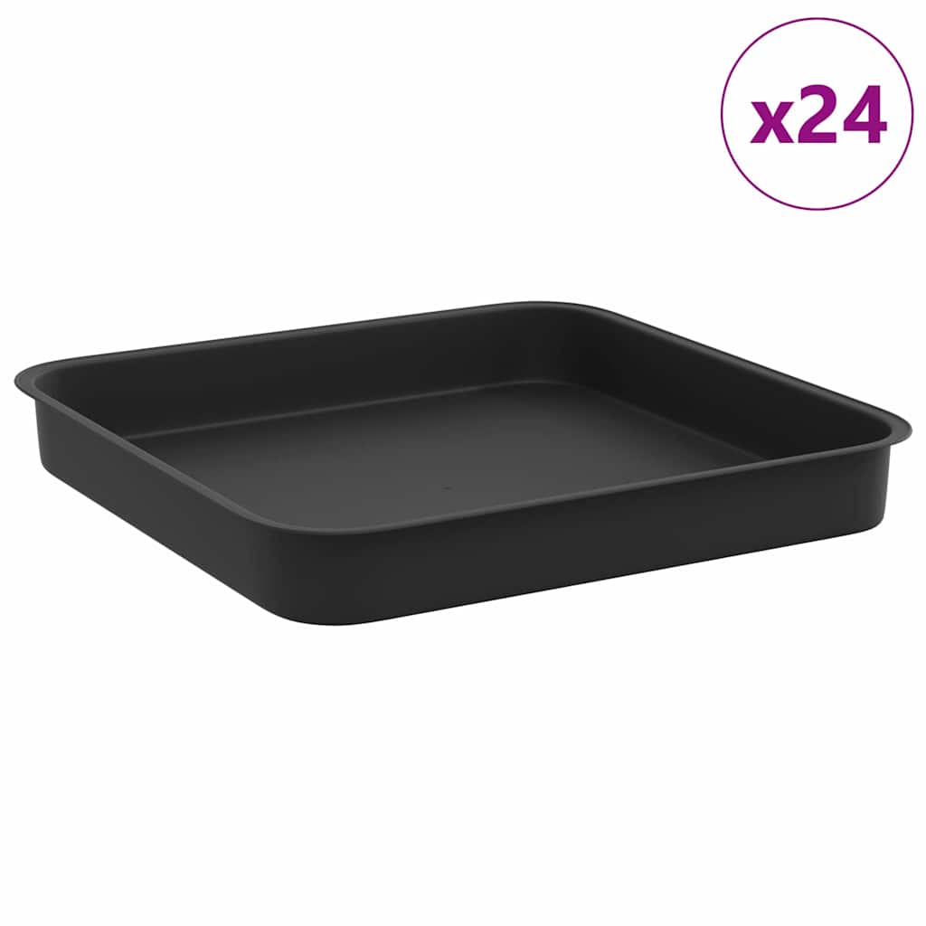 Firkantet Blomsterbrett 24 pcs Svart 15 x 15 x 2 cm Plast