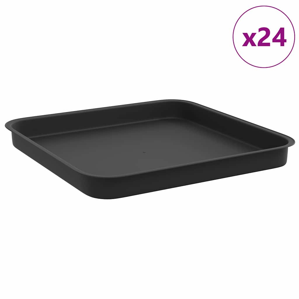 Firkantet Blomsterbrett 24 pcs Svart 21 x 21 x 2 cm Plast