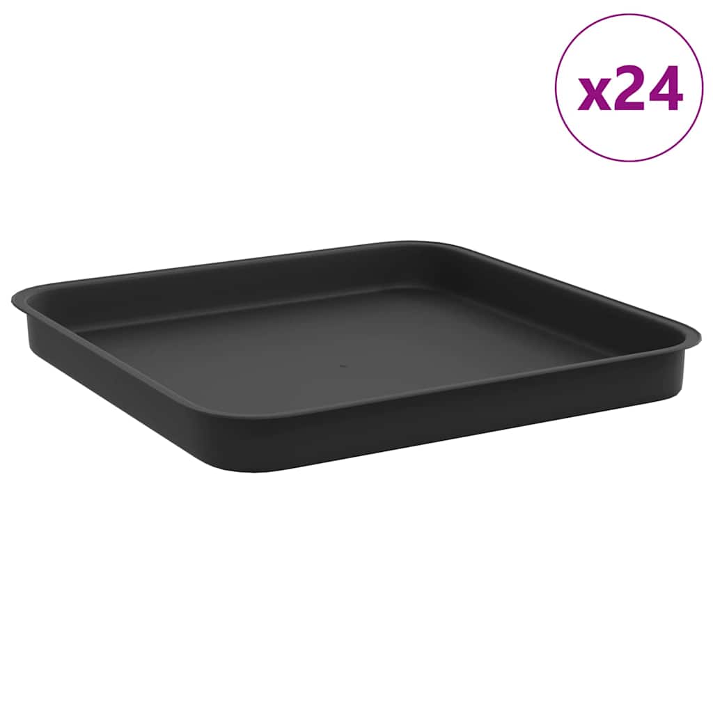 Firkantet Blomsterbrett 24 pcs Svart 25,5 x 25,5 x 2,5 cm Plast