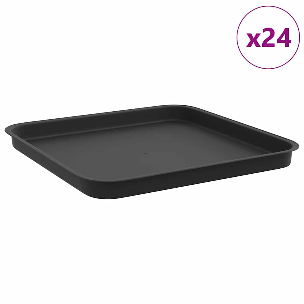Firkantet Blomsterbrett 24 pcs Svart 32 x 32 x 2,5 cm Plast