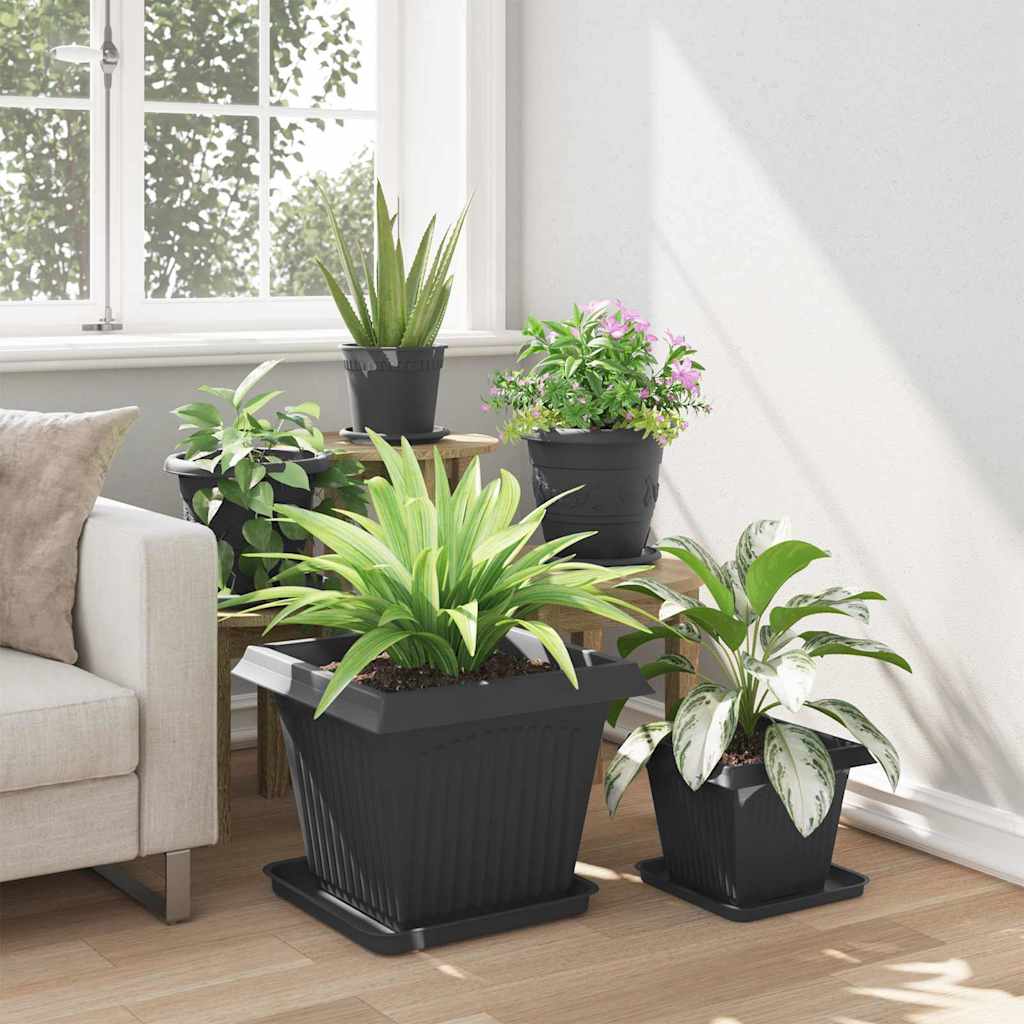 Firkantet Blomsterbrett 24 stk. Svart 36 x 36 x 2,5 cm Plast