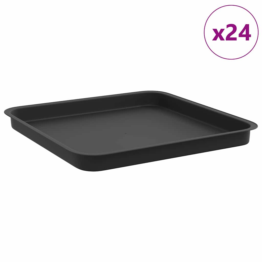 Firkantet Blomsterbrett 24 stk. Svart 36 x 36 x 2,5 cm Plast