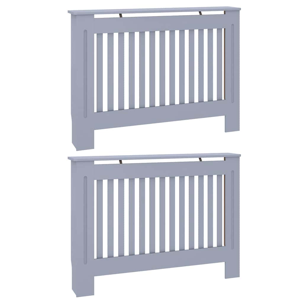 Radiator Deksel 2 pcs Grå 112 x 19 x 81,5 cm Konstruert tre