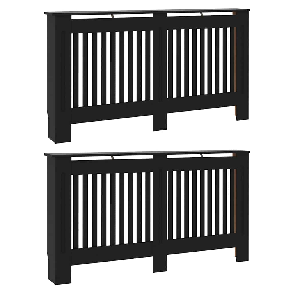 Radiator Deksel 2 pcs Svart 152 x 19 x 81,5 cm Konstruert tre