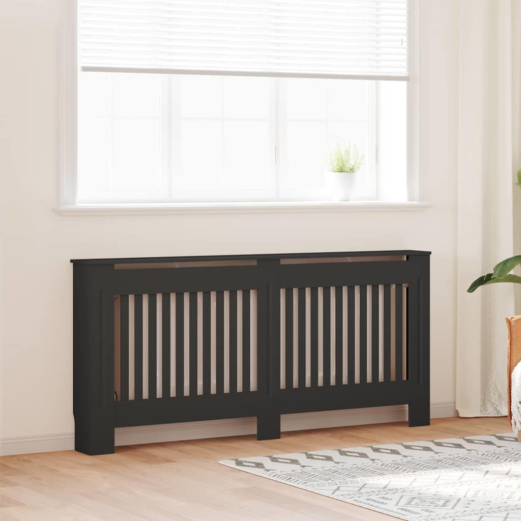 Radiator Deksel 2 pcs Svart 172 x 19 x 81,5 cm Konstruert tre