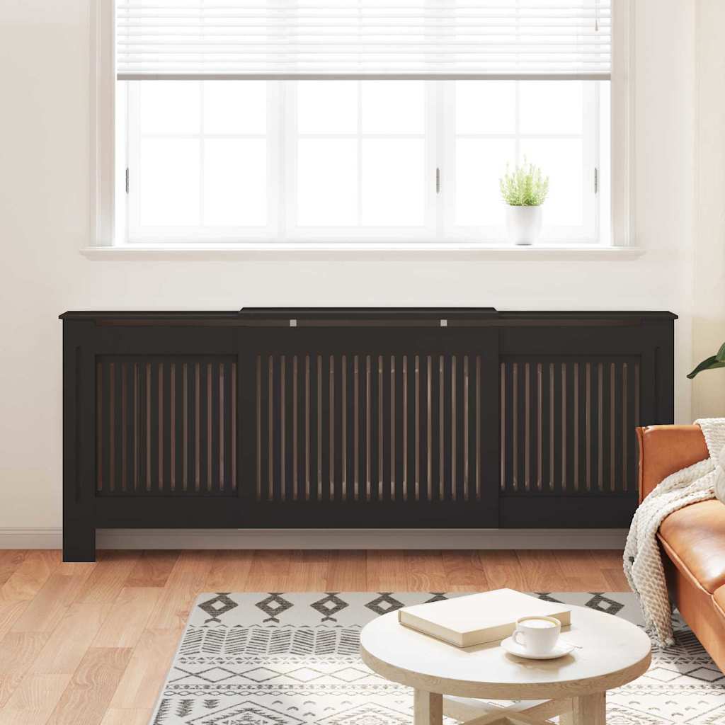 Radiator Deksel 2 pcs Svart 205 x 20,5 x 81,5cm Konstruert tre