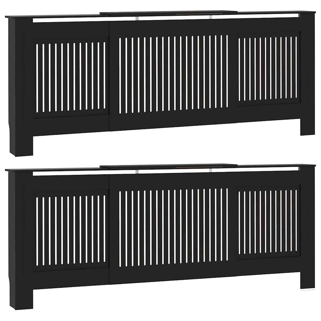 Radiator Deksel 2 pcs Svart 205 x 20,5 x 81,5cm Konstruert tre