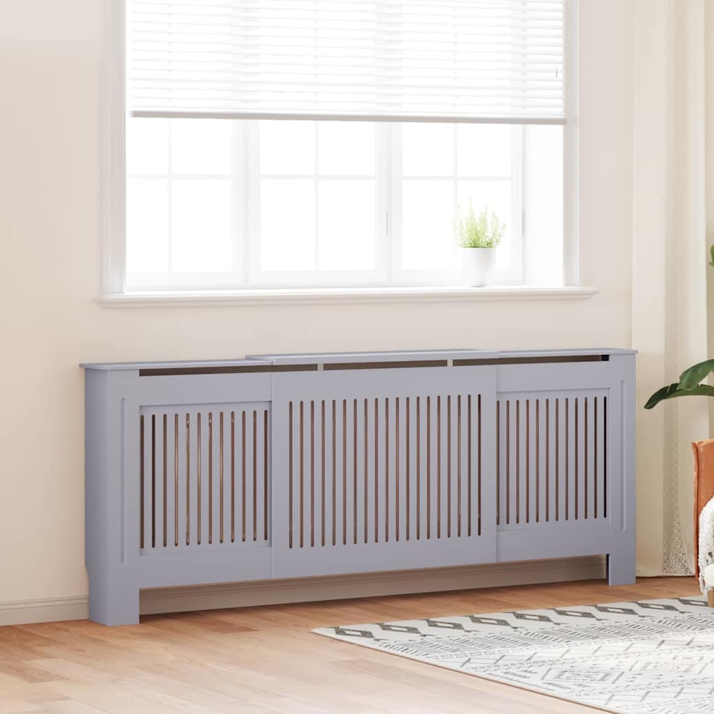 Radiator Deksel 2 pcs Grå 205 x 20,5 x 81,5cm Konstruert tre