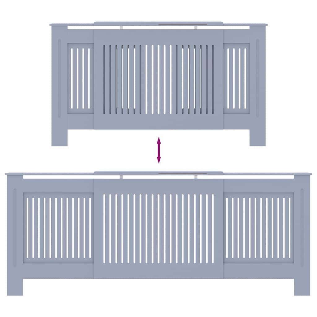 Radiator Deksel 2 pcs Grå 205 x 20,5 x 81,5cm Konstruert tre