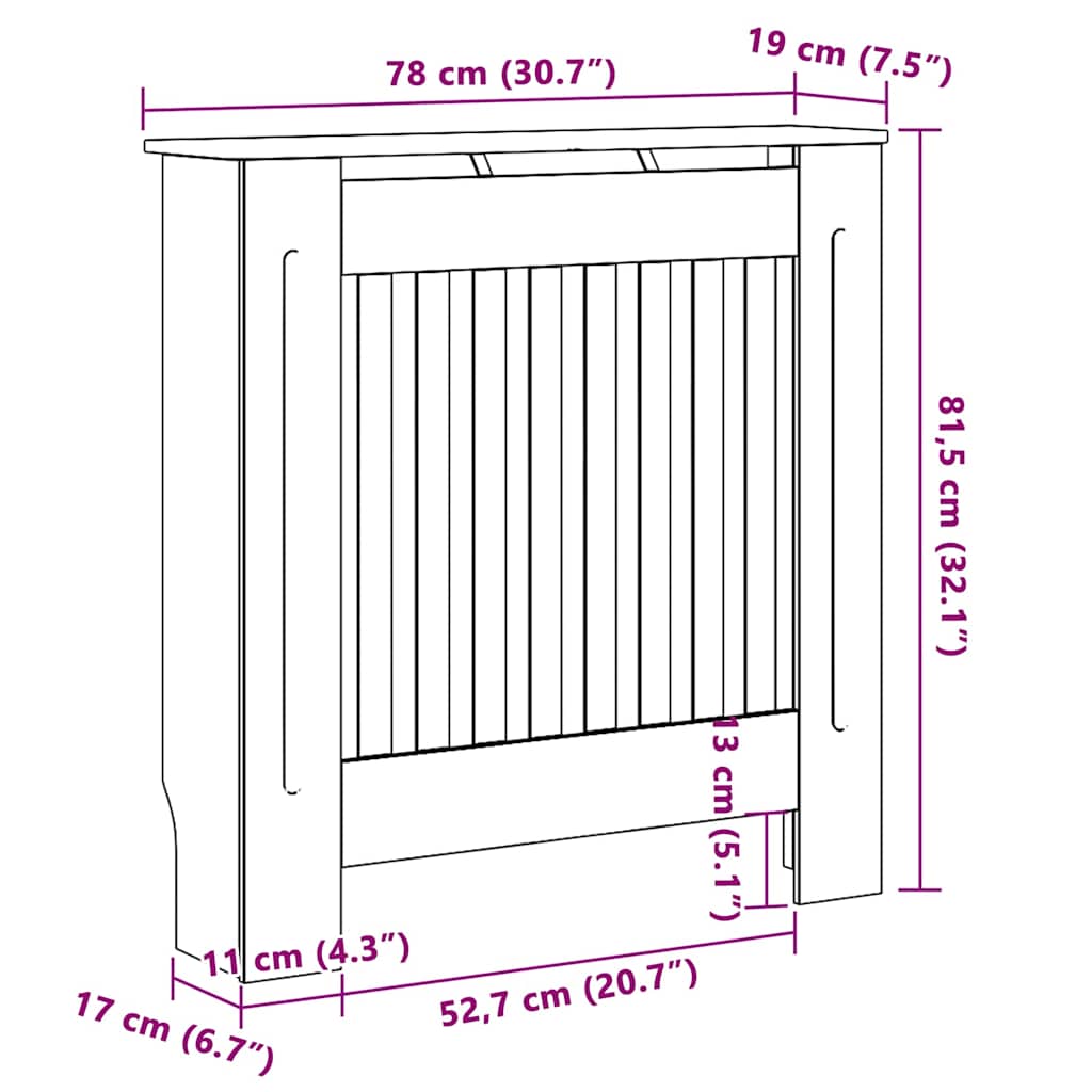 Radiator Deksel Grå 78 x 19 x 81,5cm Konstruert tre